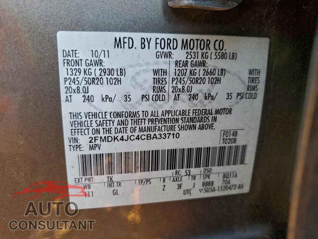 FORD EDGE 2012 - 2FMDK4JC4CBA33710