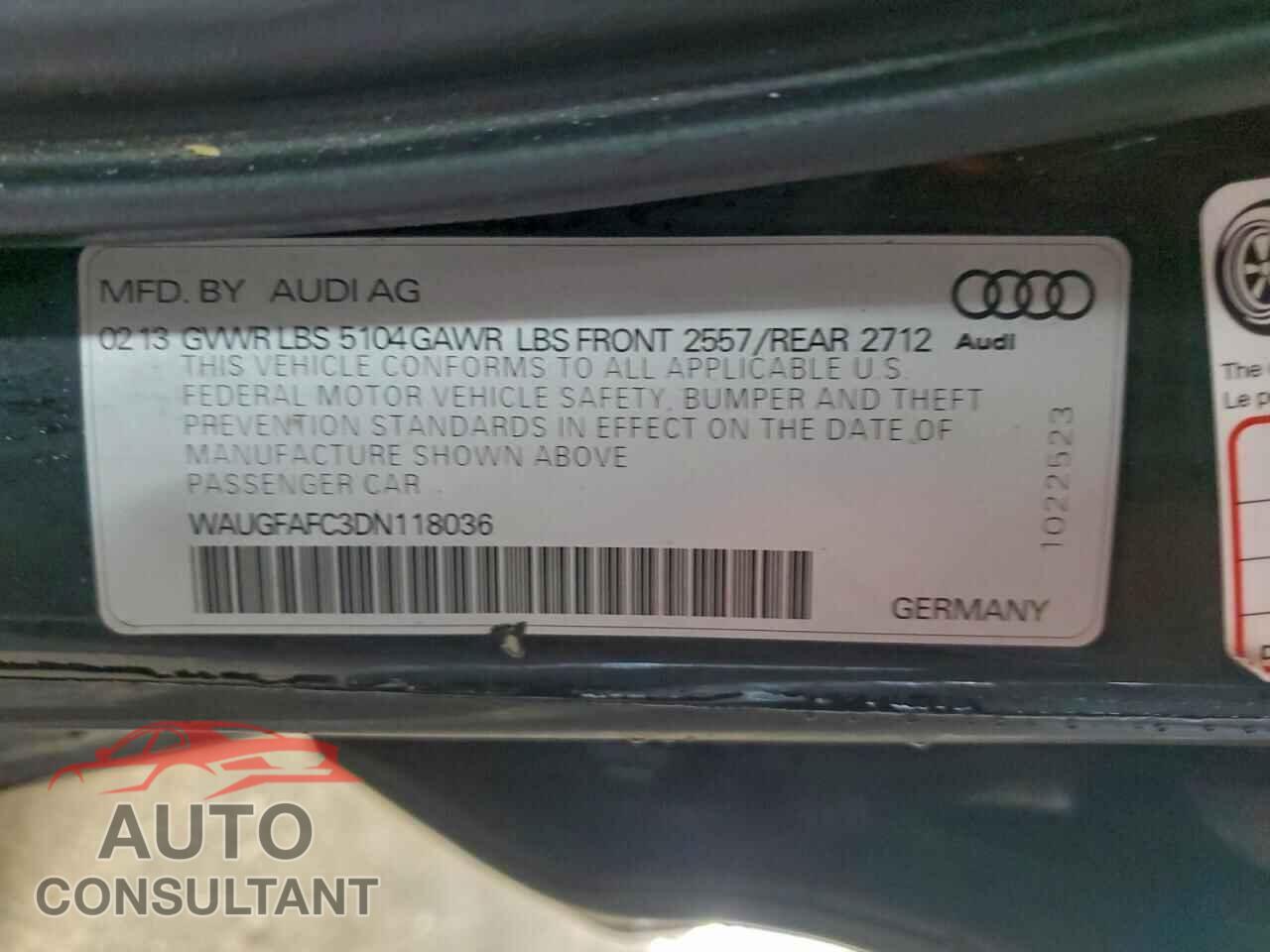 AUDI A6 2013 - WAUGFAFC3DN118036