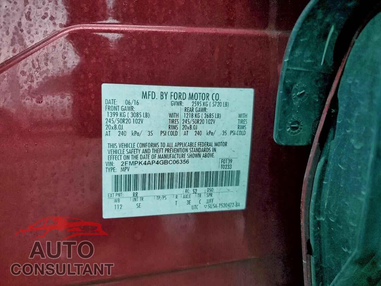 FORD EDGE 2016 - 2FMPK4AP4GBC06356