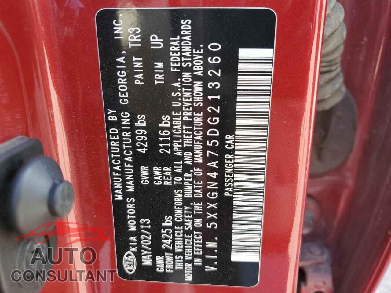KIA OPTIMA 2013 - 5XXGN4A75DG213260