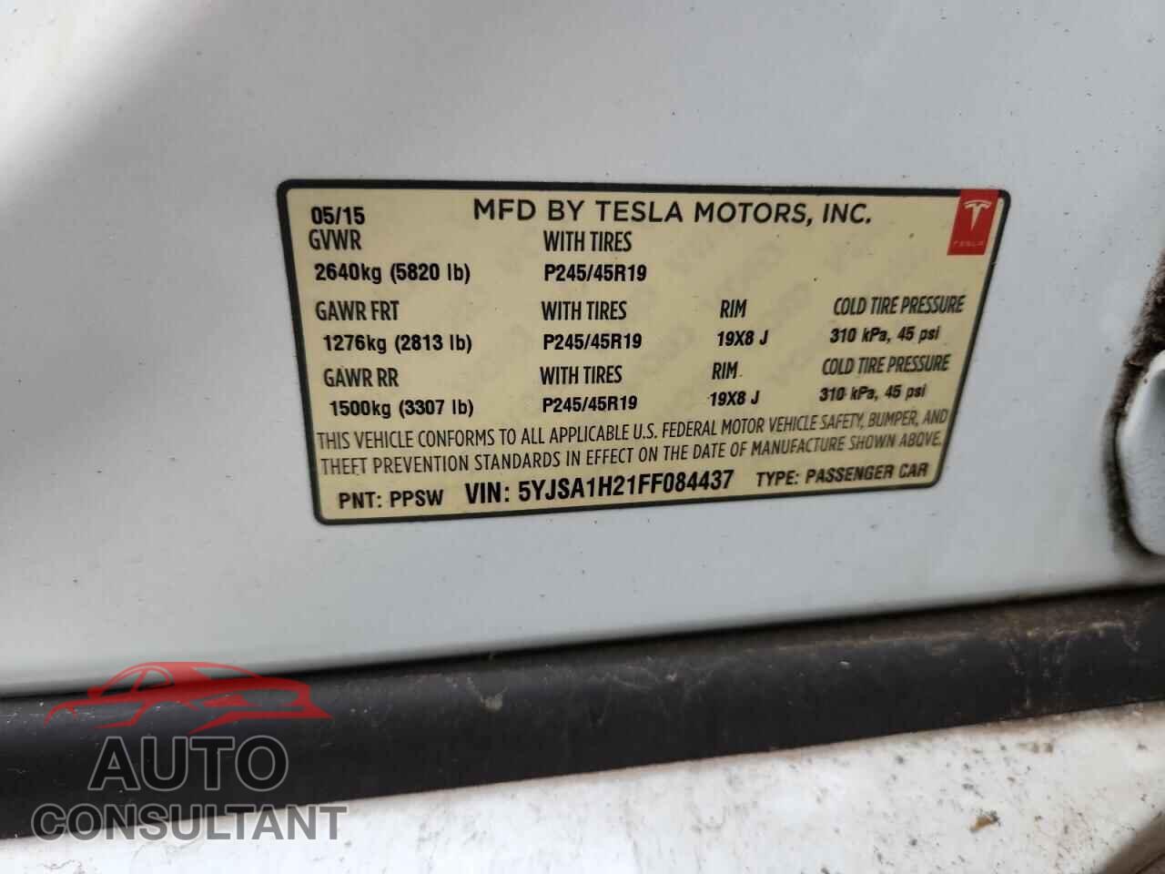 TESLA MODEL S 2015 - 5YJSA1H21FF084437