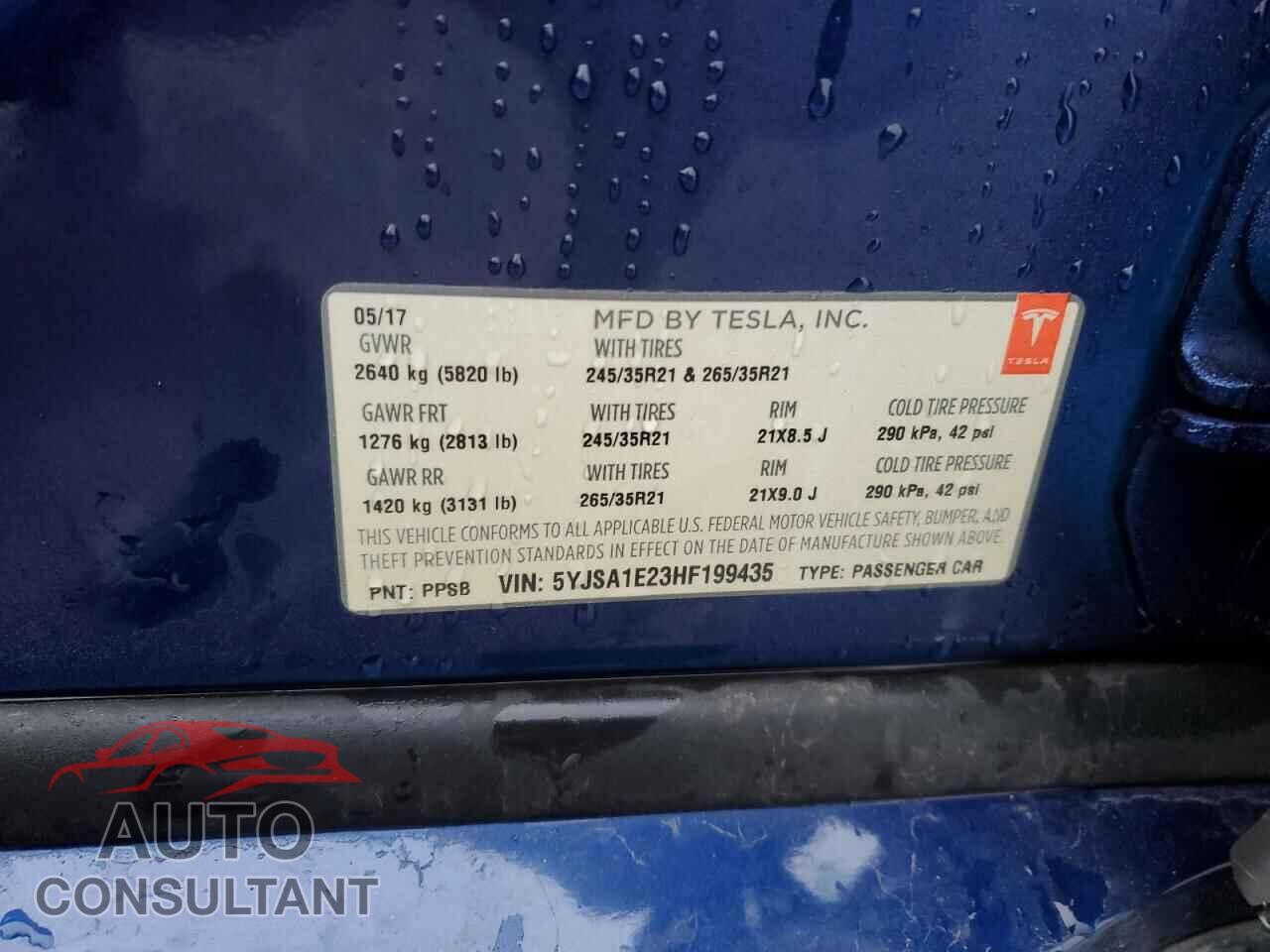 TESLA MODEL S 2017 - 5YJSA1E23HF199435
