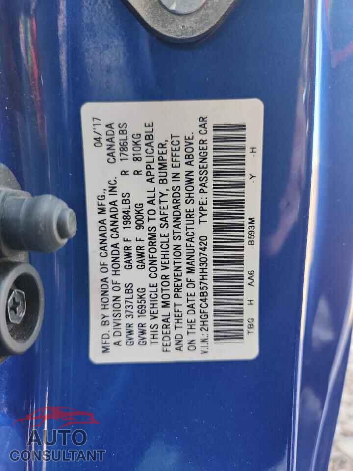HONDA CIVIC 2017 - 2HGFC4B57HH307420