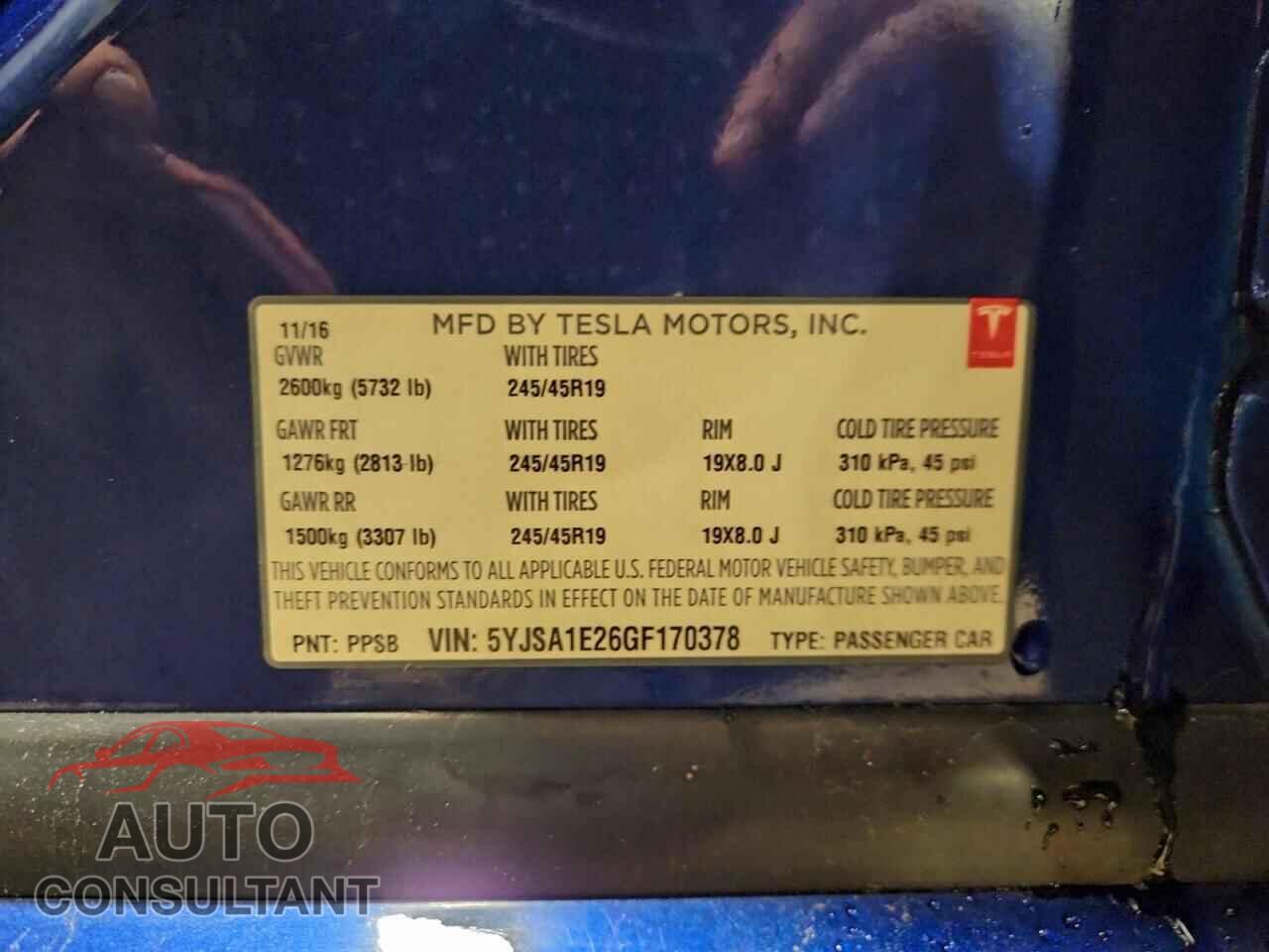 TESLA MODEL S 2016 - 5YJSA1E26GF170378