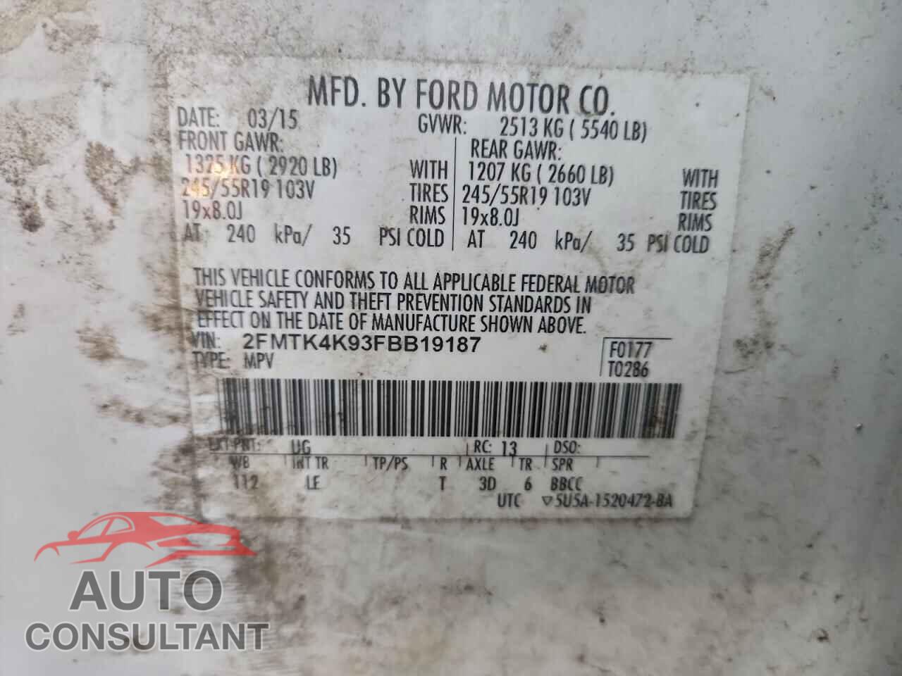 FORD EDGE 2015 - 2FMTK4K93FBB19187