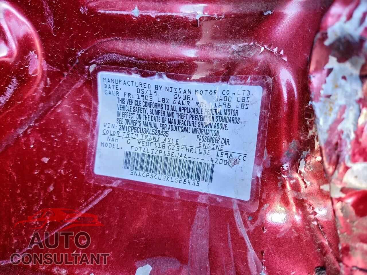 NISSAN KICKS 2019 - 3N1CP5CU3KL528435