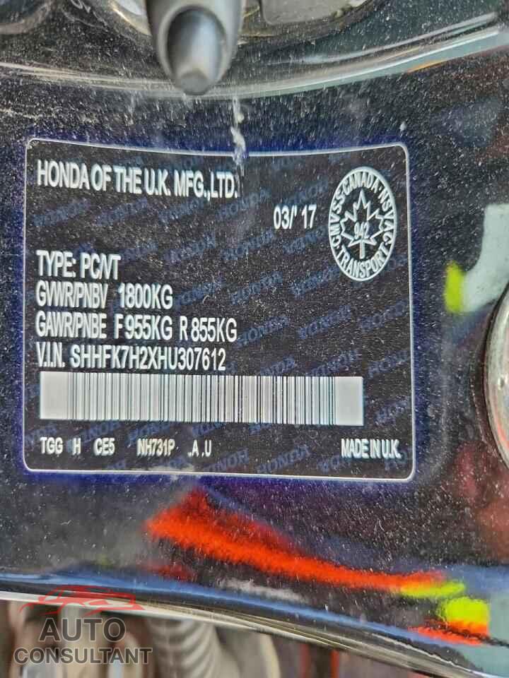 HONDA CIVIC 2017 - SHHFK7H2XHU307612