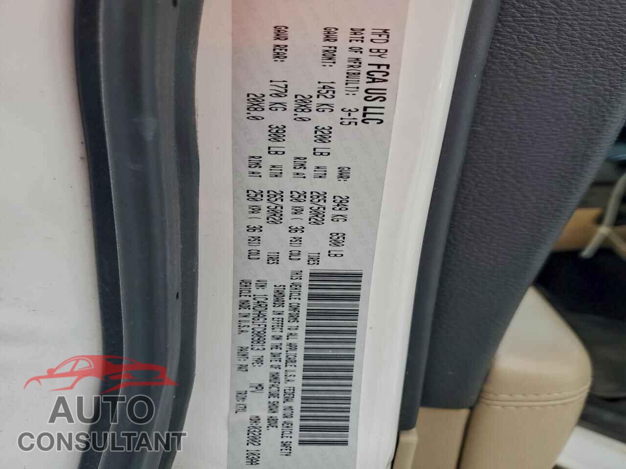 DODGE DURANGO 2015 - 1C4RDHAG1FC809813