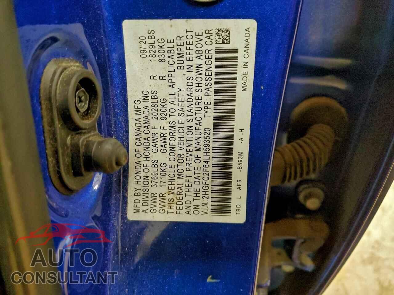 HONDA CIVIC 2020 - 2HGFC2F64LH593520