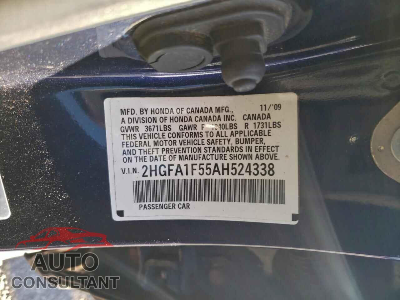 HONDA CIVIC 2010 - 2HGFA1F55AH524338