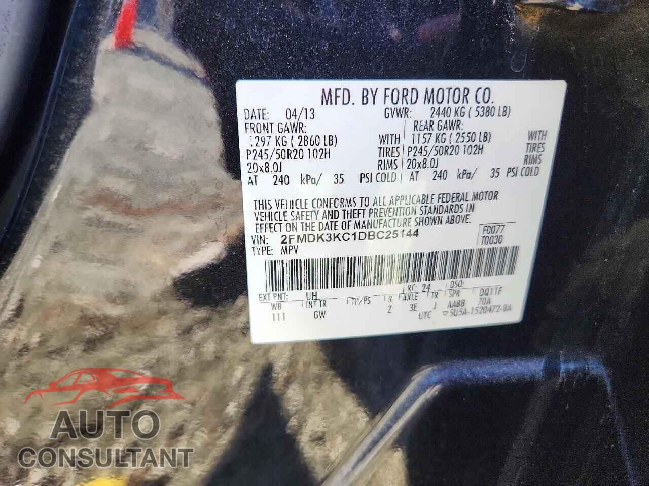 FORD EDGE 2013 - 2FMDK3KC1DBC25144