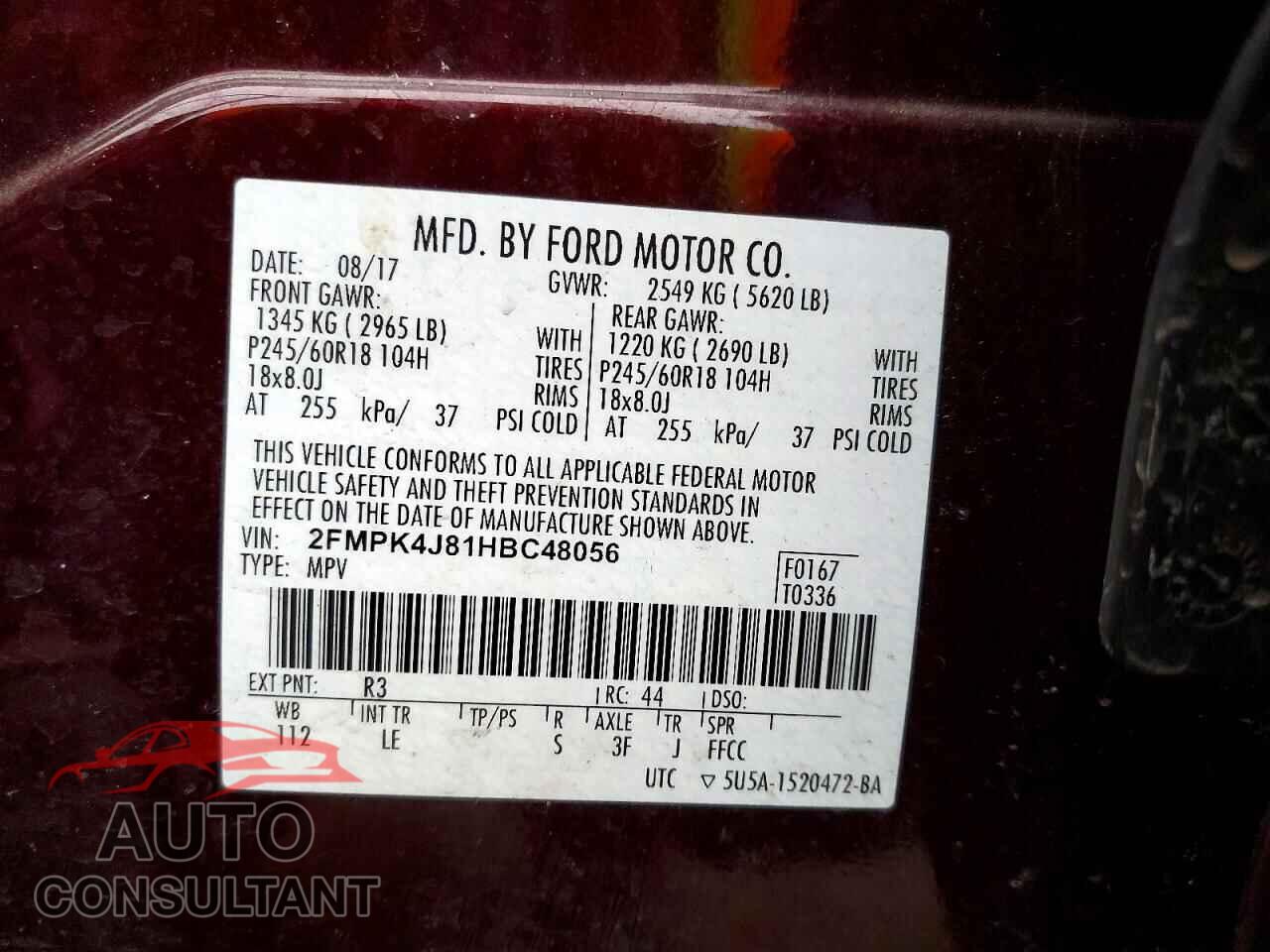 FORD EDGE 2017 - 2FMPK4J81HBC48056