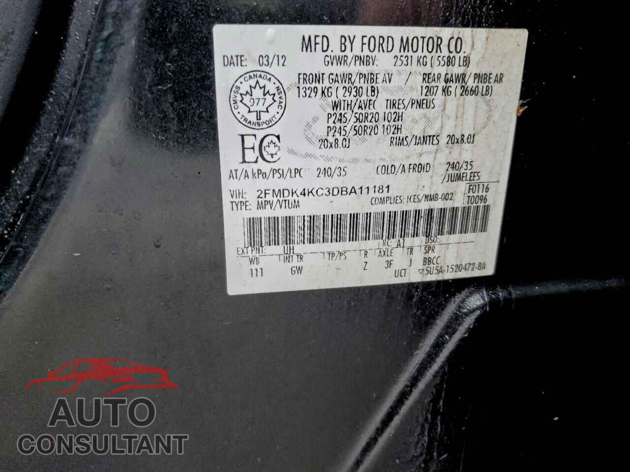 FORD EDGE 2013 - 2FMDK4KC3DBA11181
