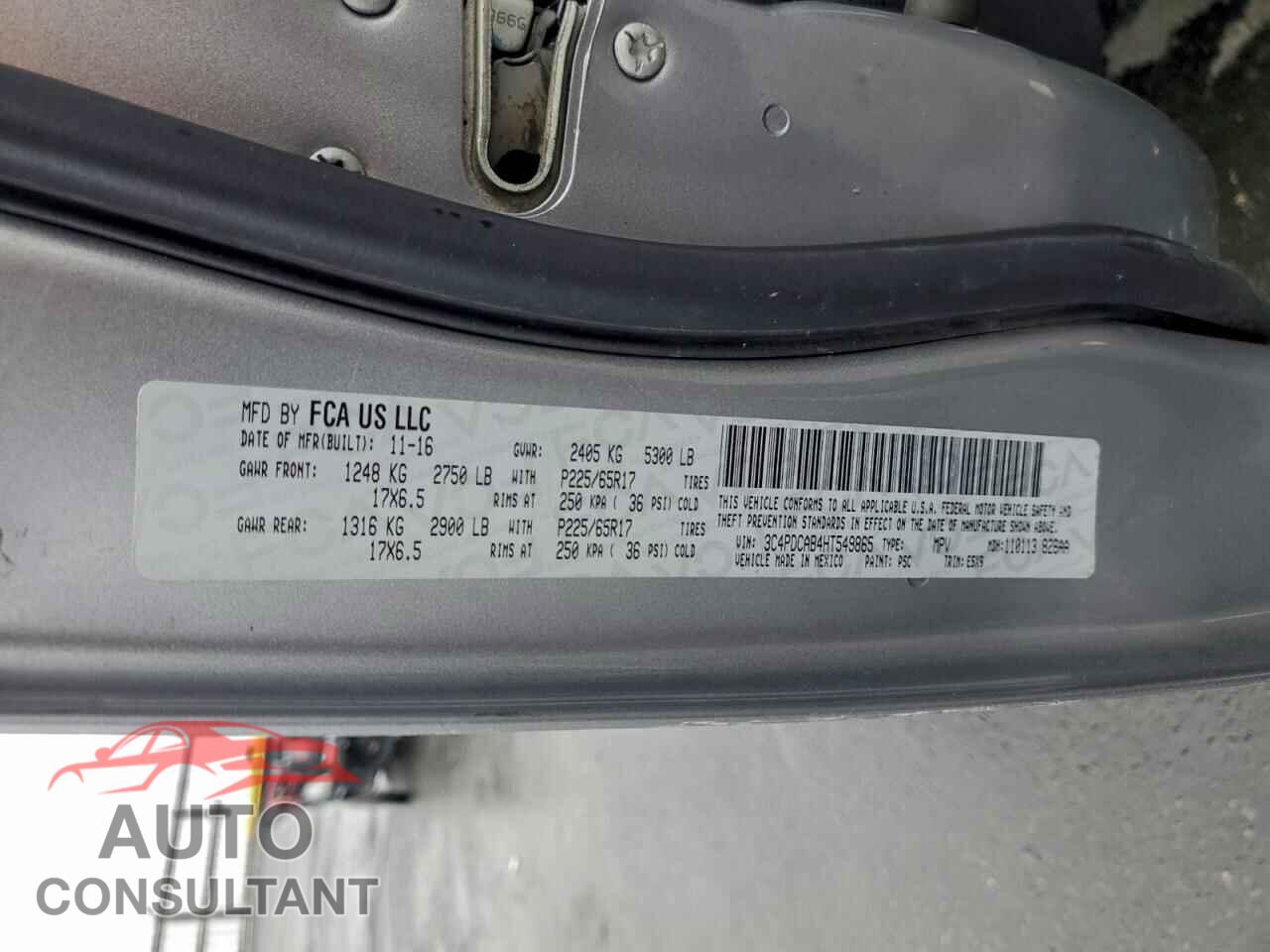 DODGE JOURNEY 2017 - 3C4PDCAB4HT549865