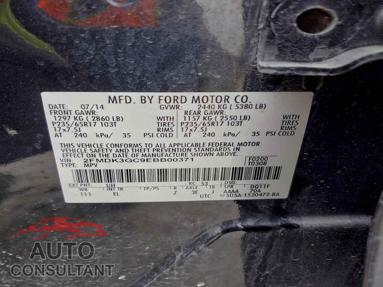 FORD EDGE 2014 - 2FMDK3GC9EBB00371