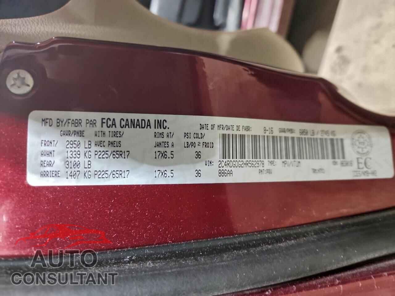 DODGE CARAVAN 2017 - 2C4RDGDG2HR562978