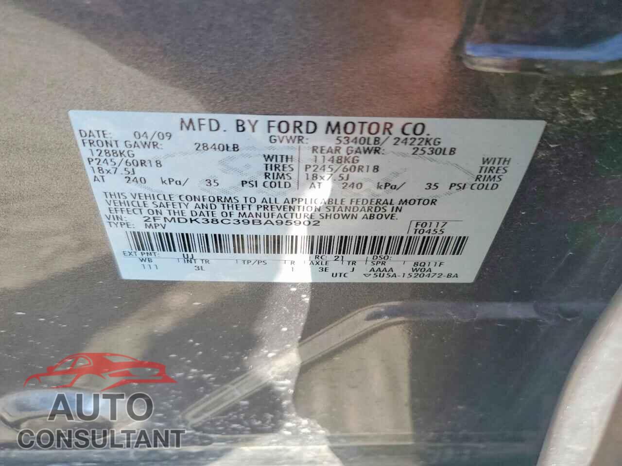 FORD EDGE 2009 - 2FMDK38C39BA95902