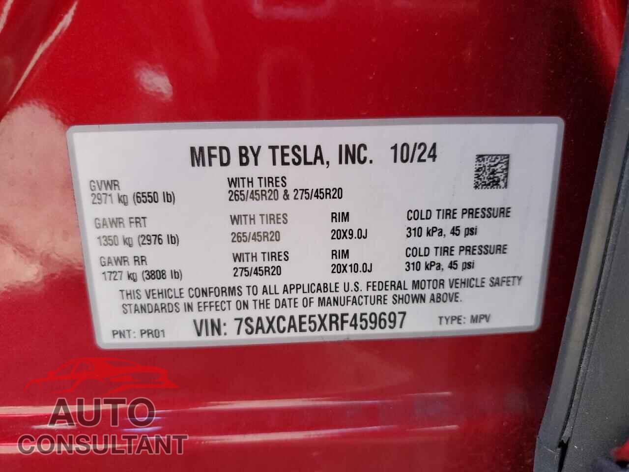 TESLA MODEL X 2024 - 7SAXCAE5XRF459697