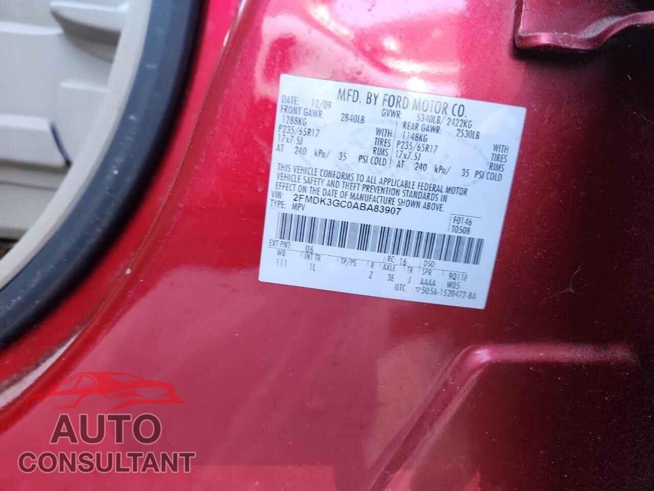 FORD EDGE 2010 - 2FMDK3GC0ABA83907
