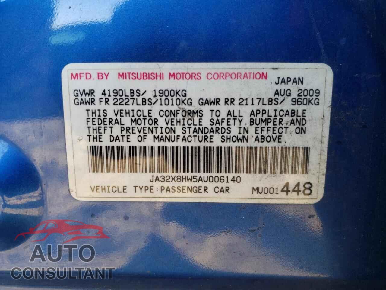 MITSUBISHI LANCER 2010 - JA32X8HW5AU006140