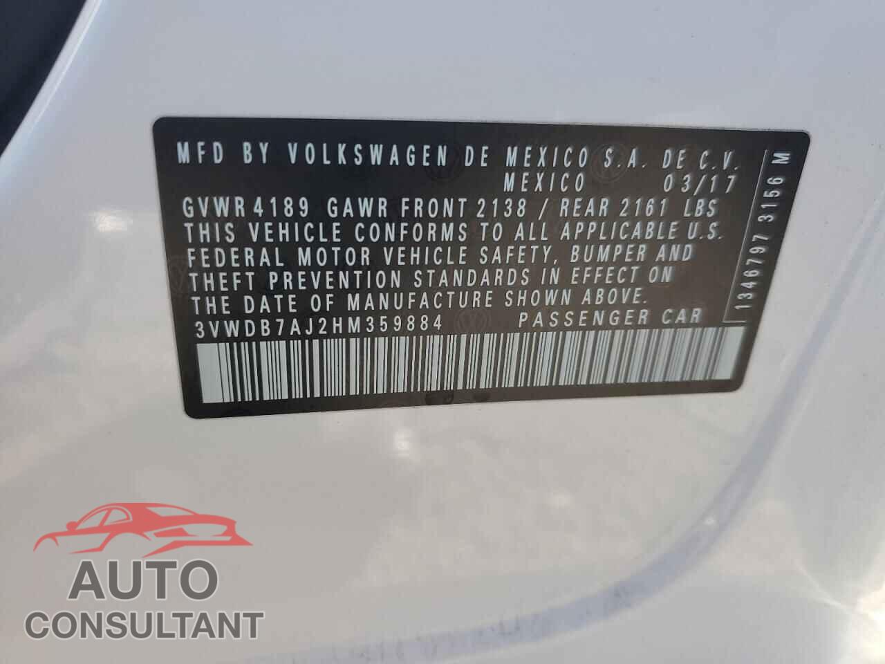 VOLKSWAGEN JETTA 2017 - 3VWDB7AJ2HM359884