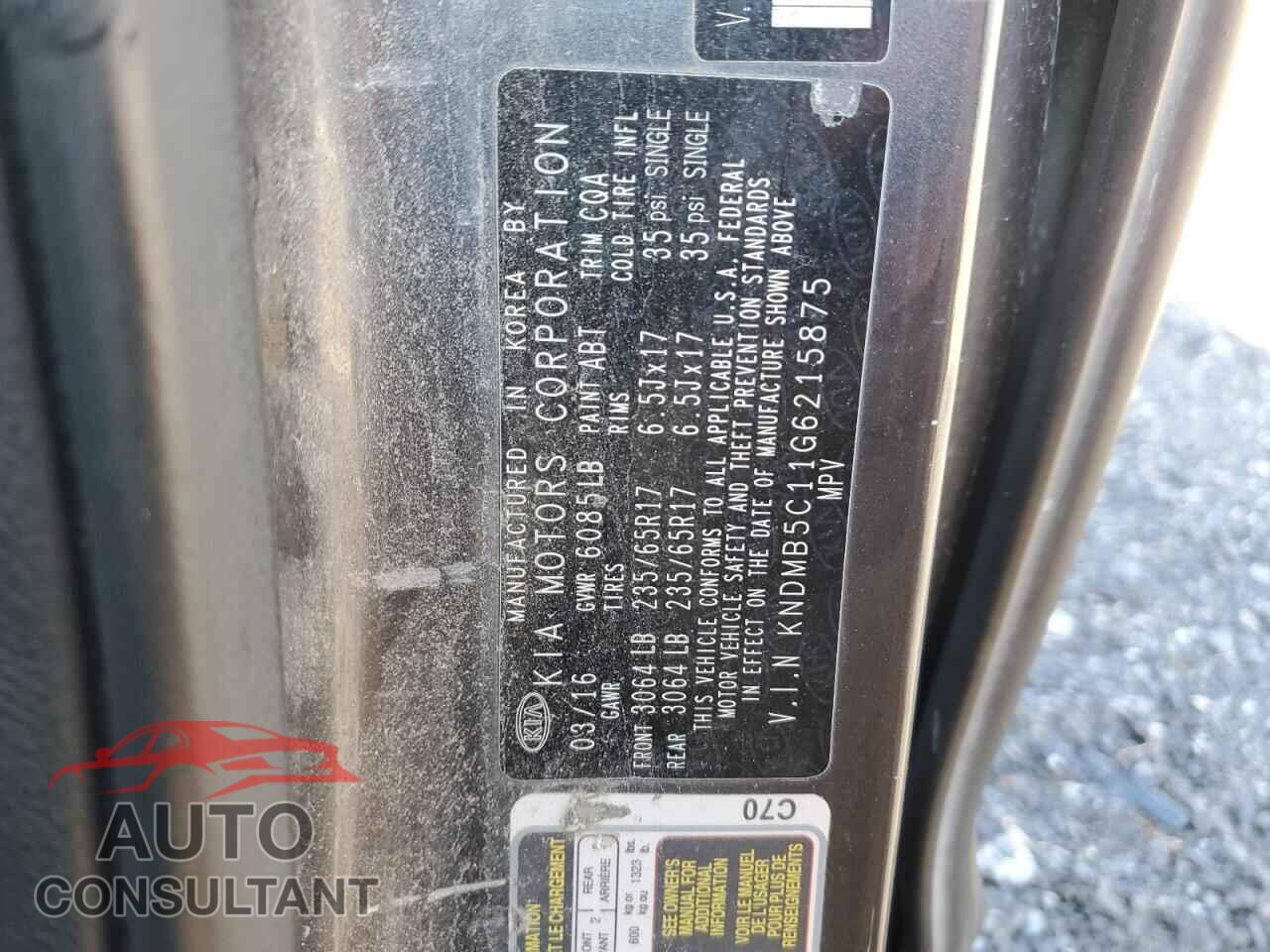 KIA All Models 2016 - KNDMB5C11G6215875