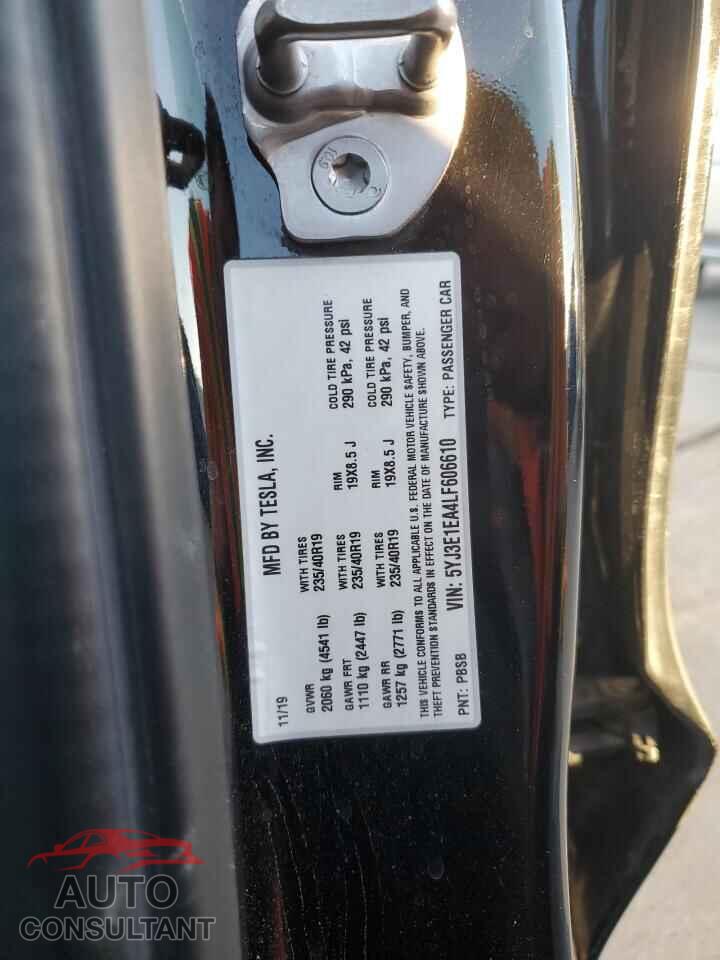 TESLA MODEL 3 2020 - 5YJ3E1EA4LF606610