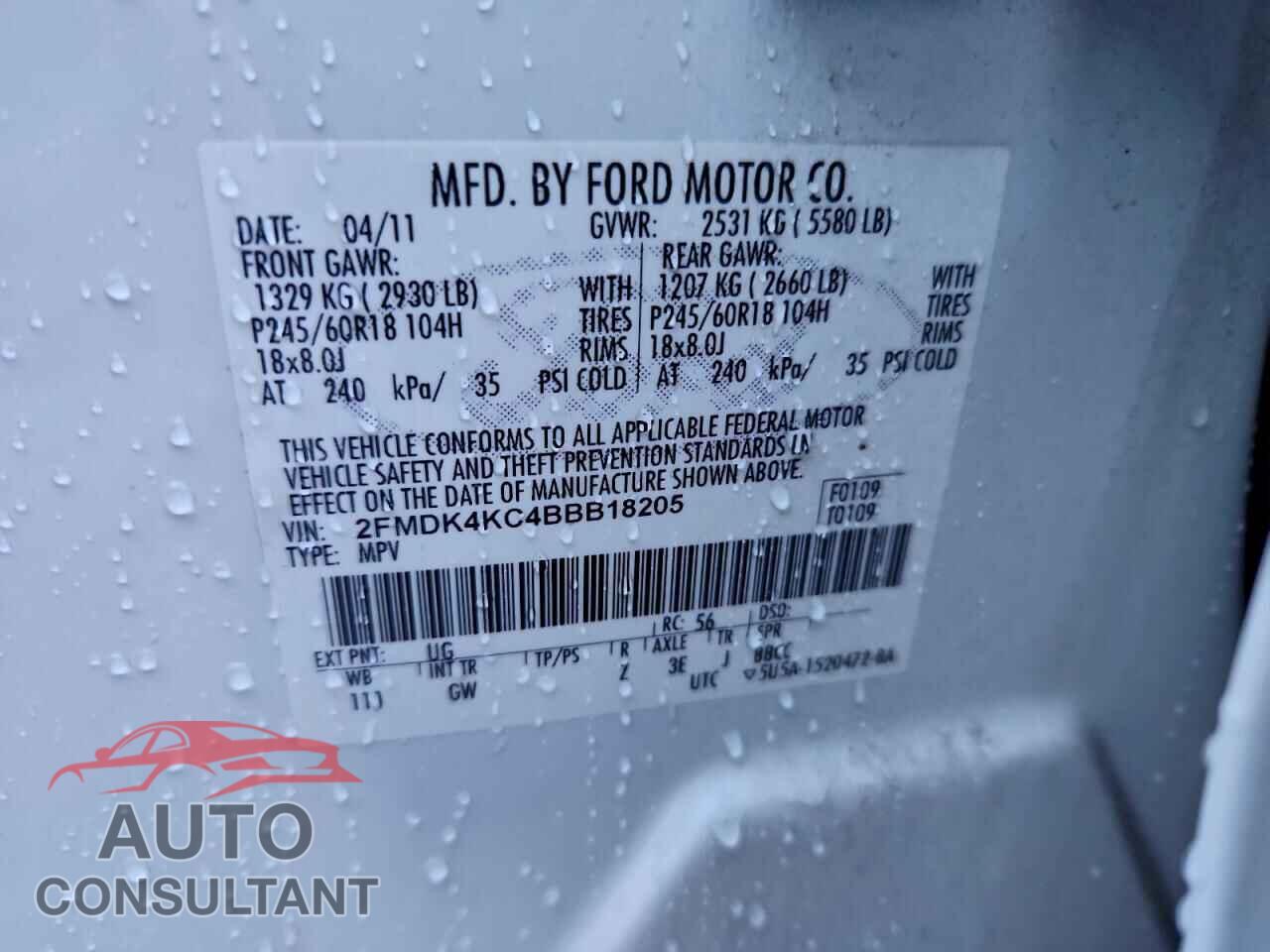 FORD EDGE 2011 - 2FMDK4KC4BBB18205