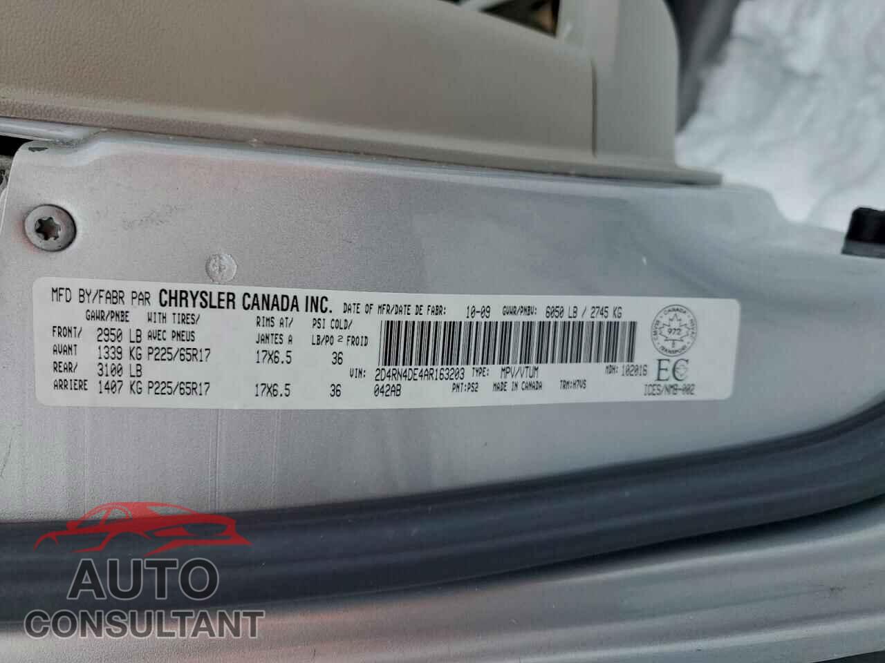 DODGE CARAVAN 2010 - 2D4RN4DE4AR163203