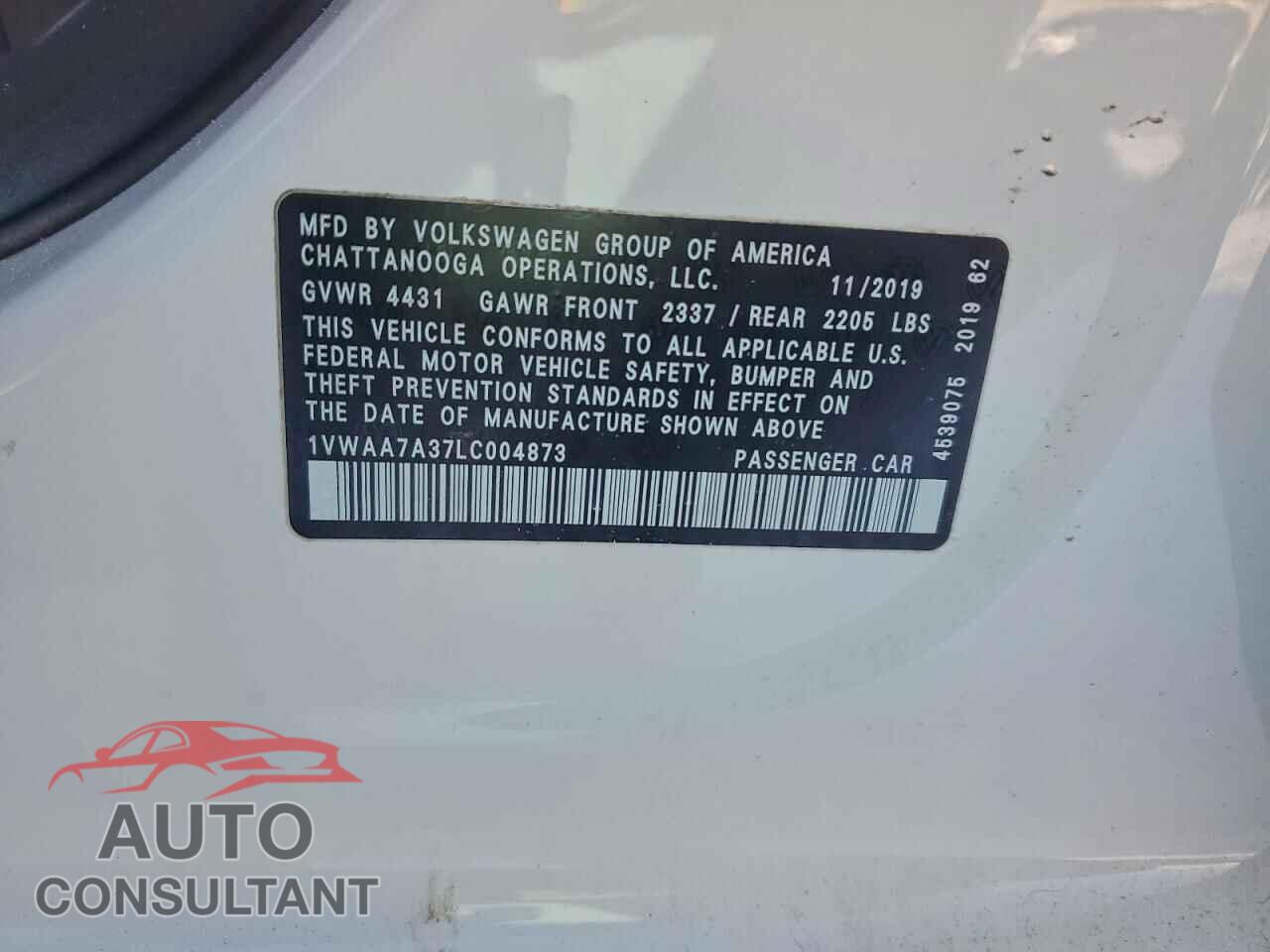 VOLKSWAGEN PASSAT 2020 - 1VWAA7A37LC004873