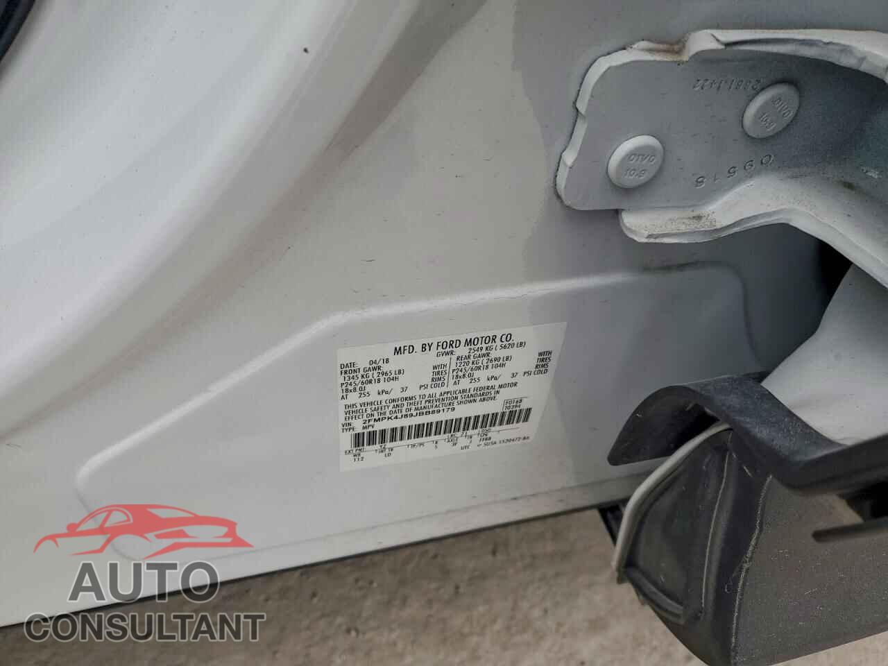 FORD EDGE 2018 - 2FMPK4J89JBB89179