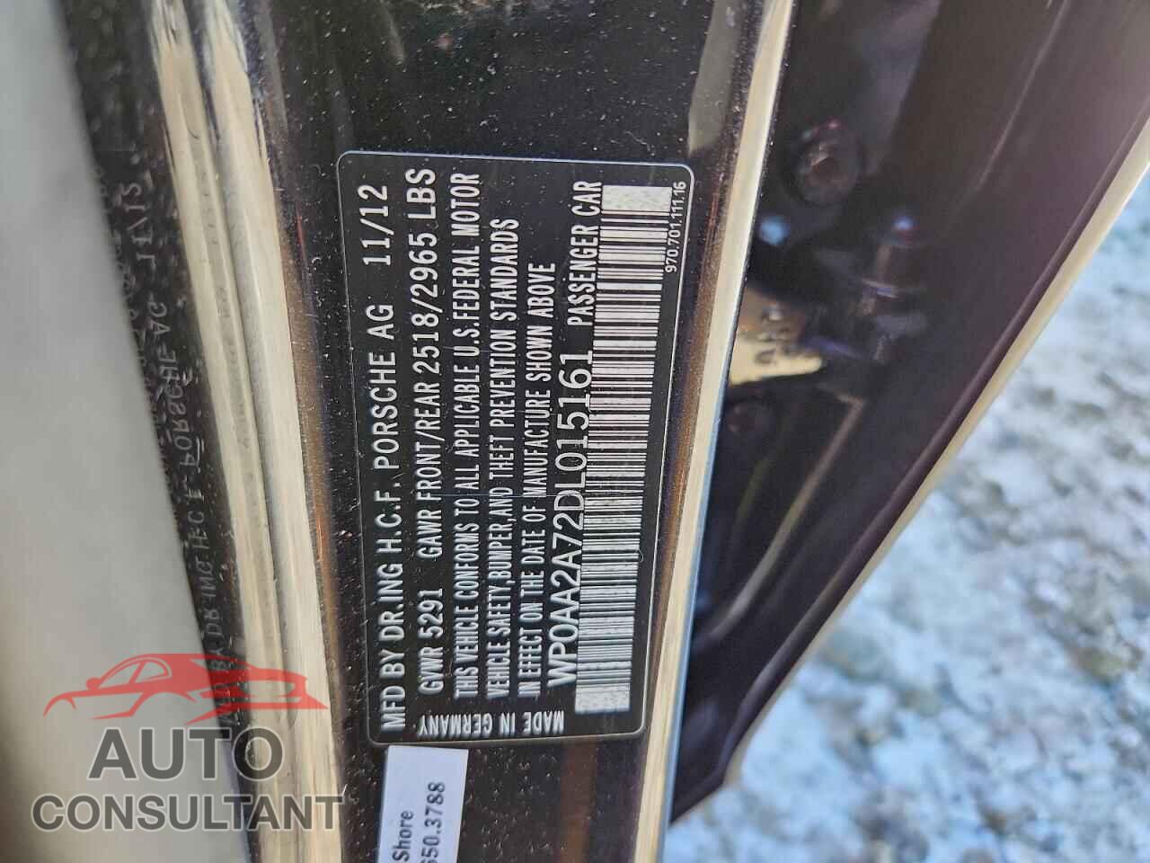 PORSCHE PANAMERA 2013 - WP0AA2A72DL015161