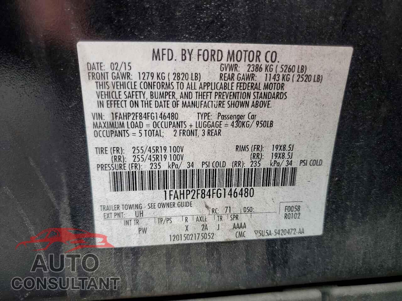 FORD TAURUS 2015 - 1FAHP2F84FG146480
