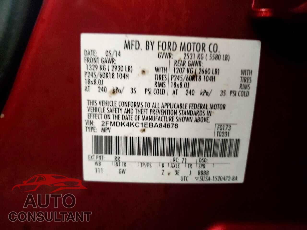 FORD EDGE 2014 - 2FMDK4KC1EBA84678