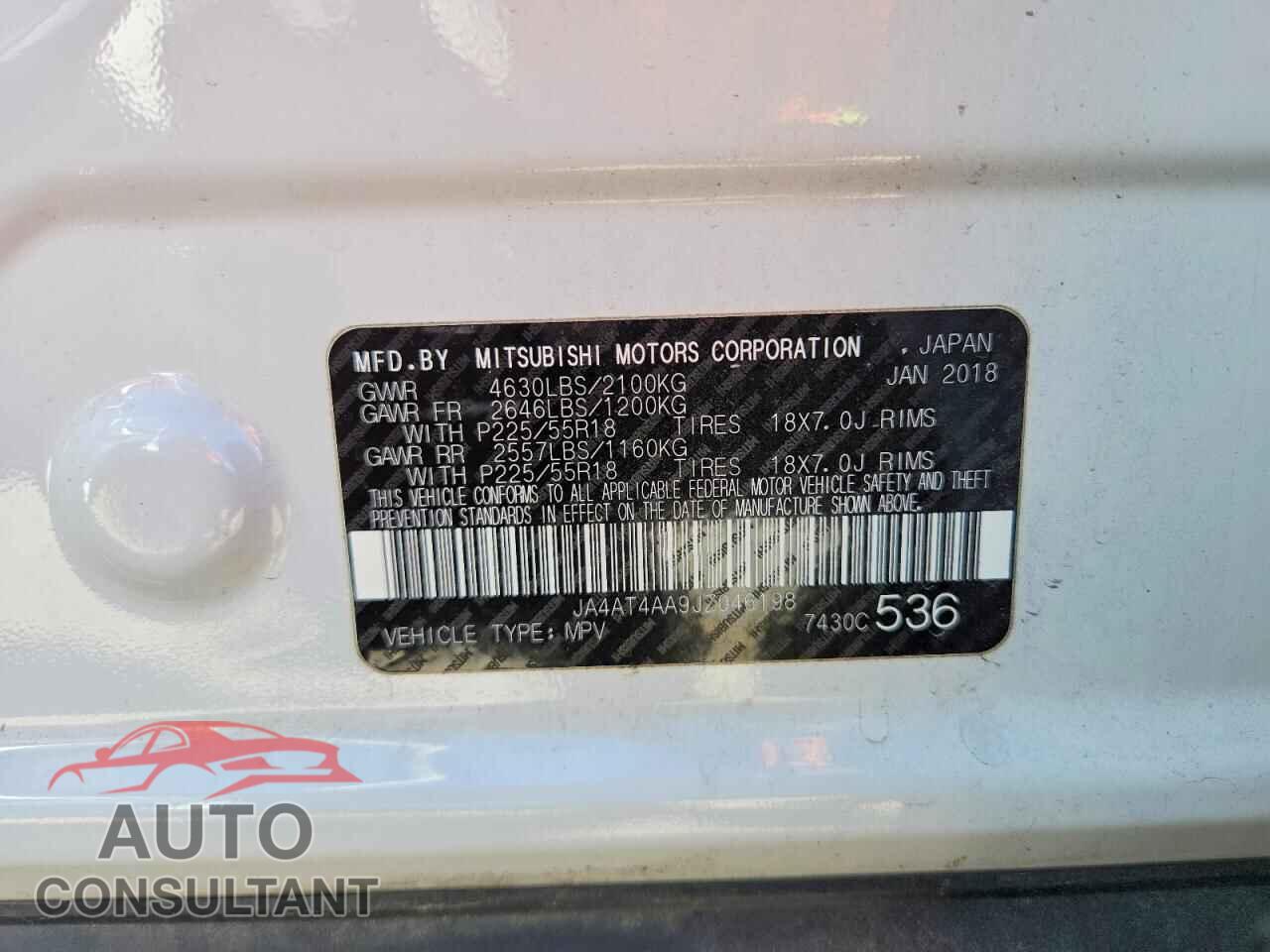 MITSUBISHI ECLIPSE 2018 - JA4AT4AA9JZ046198
