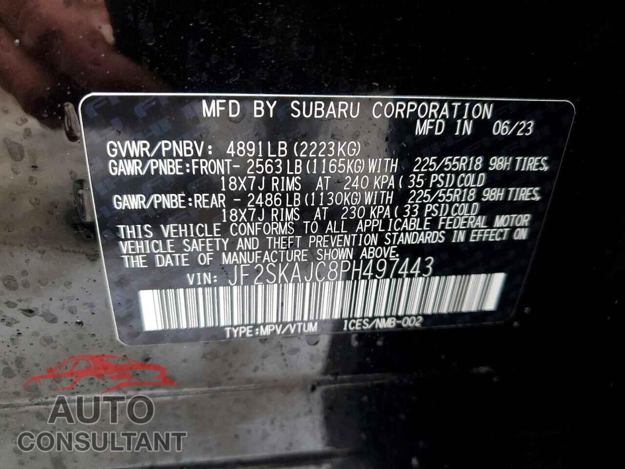 SUBARU FORESTER 2023 - JF2SKAJC8PH497443