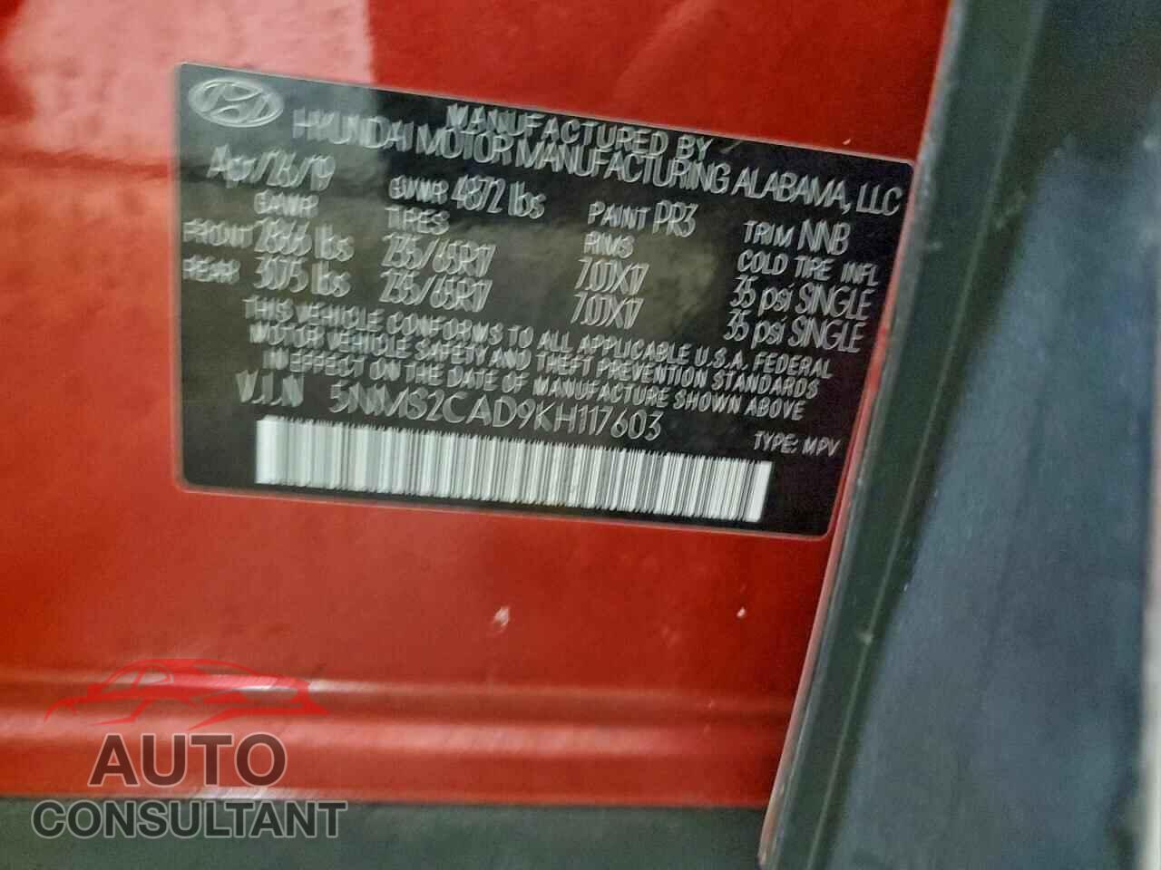 HYUNDAI SANTA FE 2019 - 5NMS2CAD9KH117603