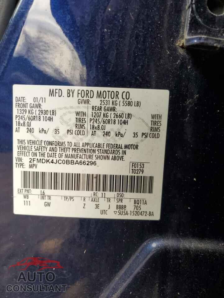 FORD EDGE 2011 - 2FMDK4JC0BBA66296