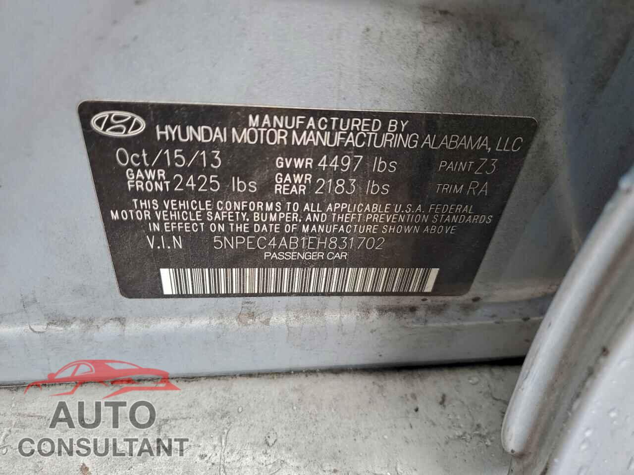 HYUNDAI SONATA 2014 - 5NPEC4AB1EH831702