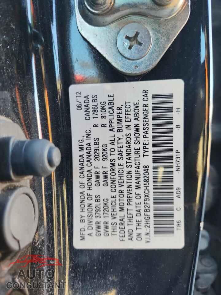 HONDA CIVIC 2012 - 2HGFB2F9XCH582048