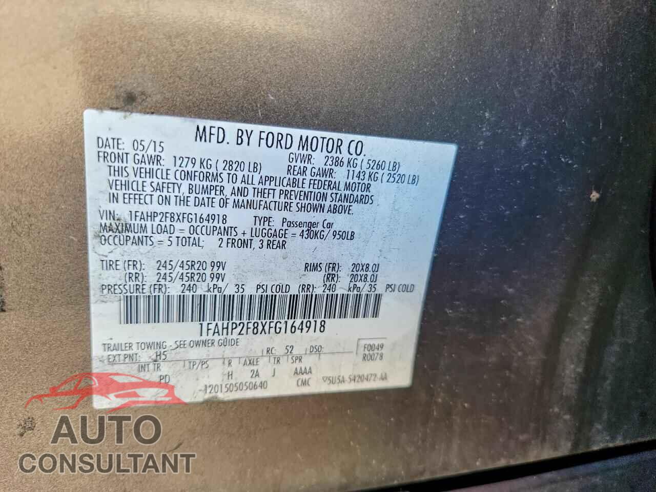 FORD TAURUS 2015 - 1FAHP2F8XFG164918