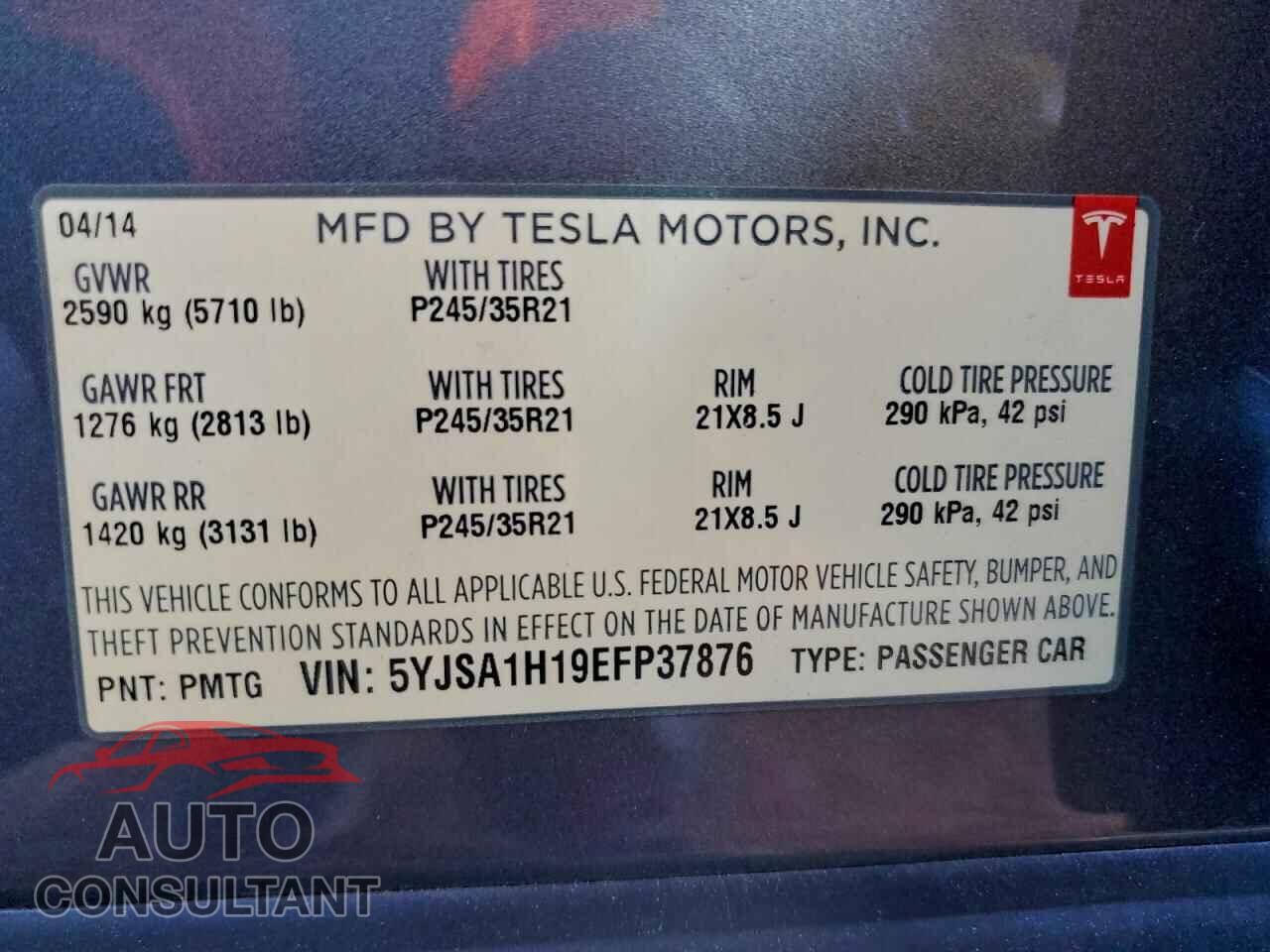 TESLA MODEL S 2014 - 5YJSA1H19EFP37876