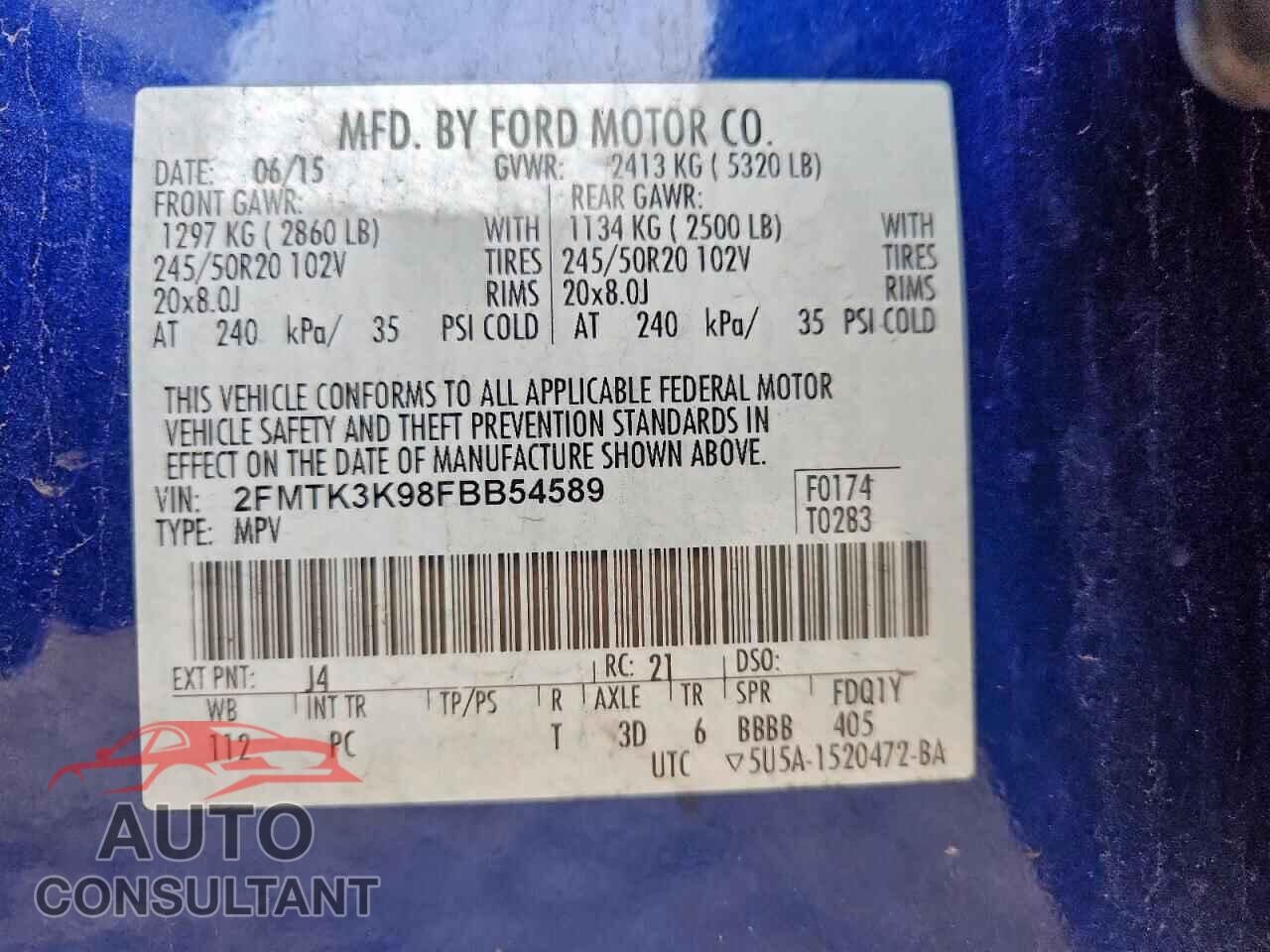 FORD EDGE 2015 - 2FMTK3K98FBB54589