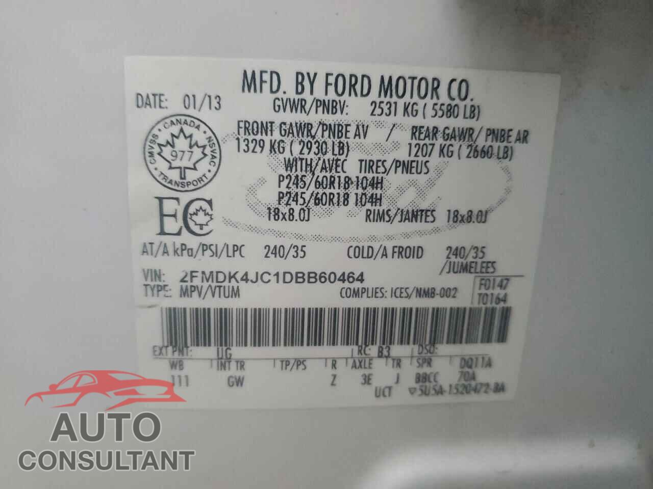 FORD EDGE 2013 - 2FMDK4JC1DBB60464