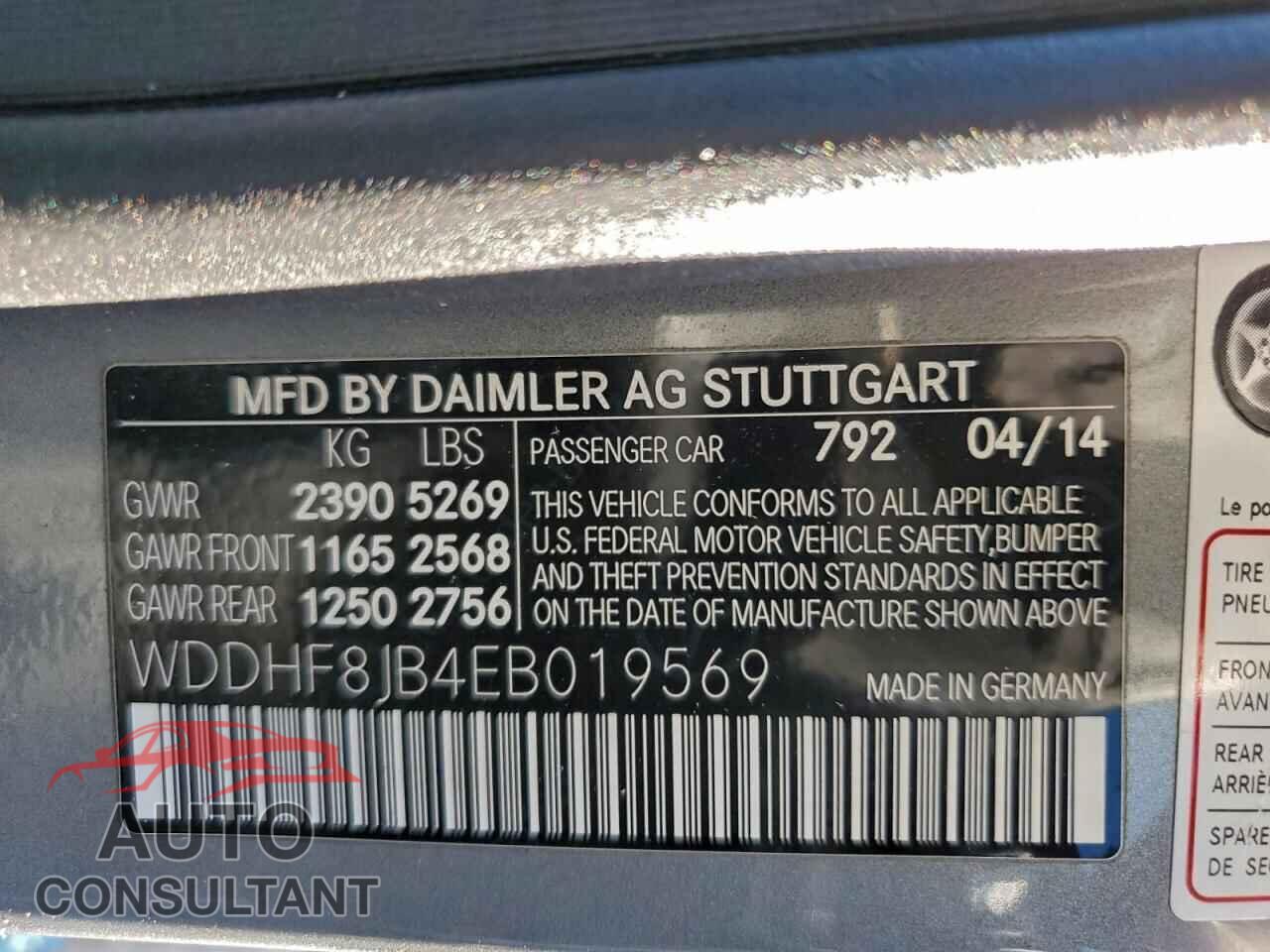 MERCEDES-BENZ E-CLASS 2014 - WDDHF8JB4EB019569