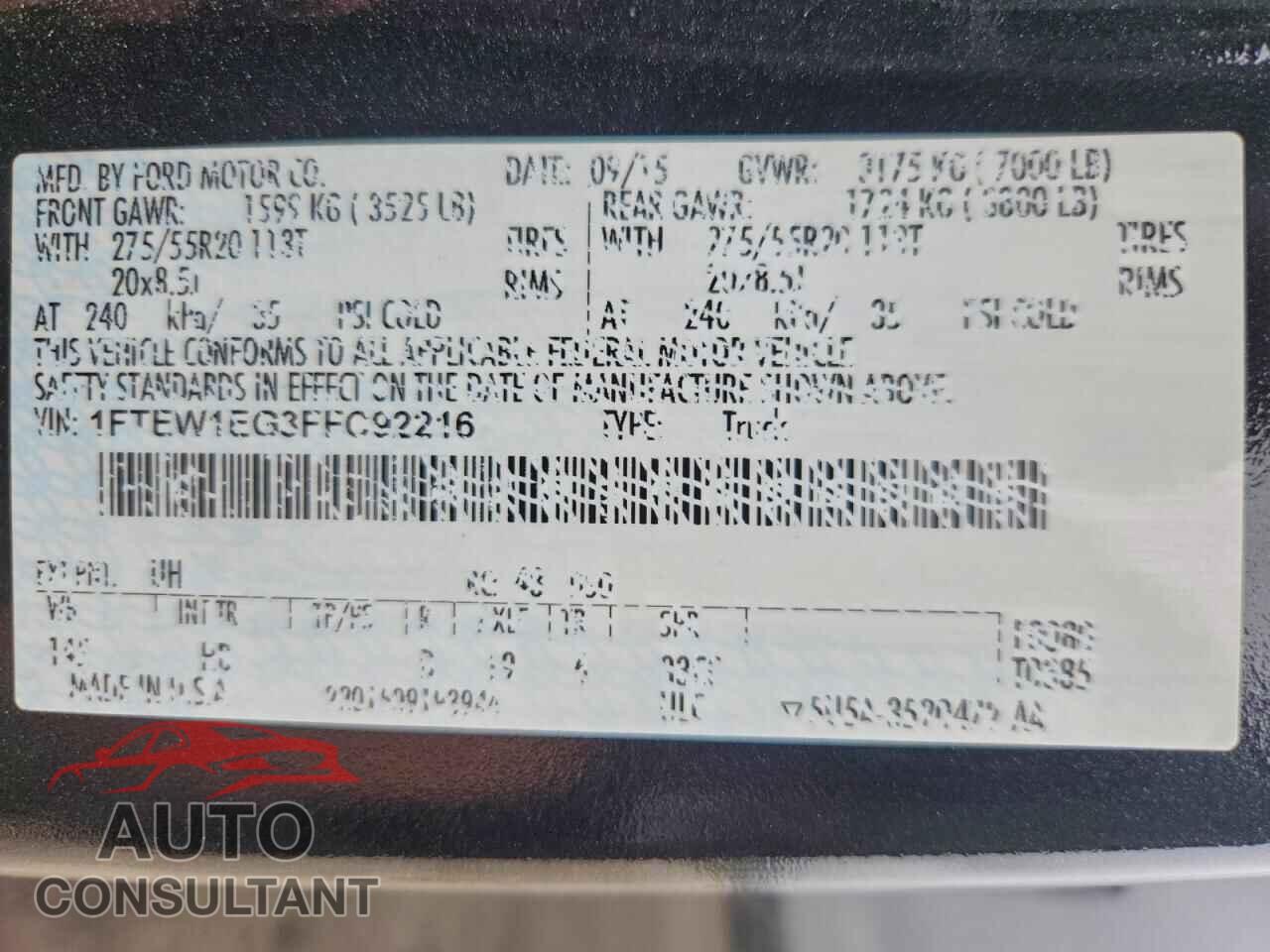 FORD F-150 2015 - 1FTEW1EG3FFC92216