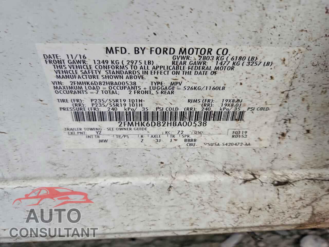 FORD FLEX 2017 - 2FMHK6D82HBA00538