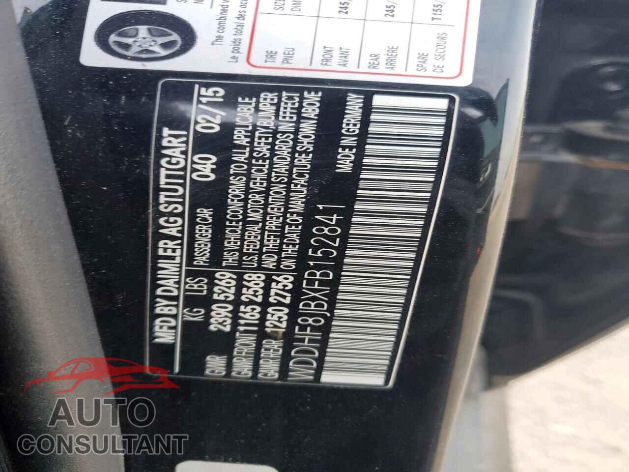 MERCEDES-BENZ E-CLASS 2015 - WDDHF8JBXFB152841