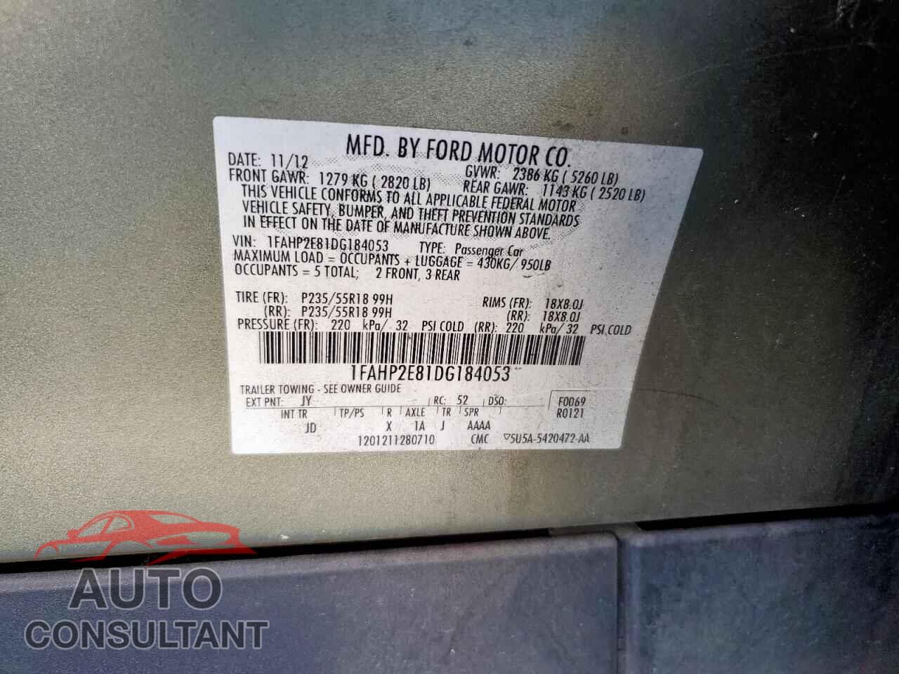 FORD TAURUS 2013 - 1FAHP2E81DG184053
