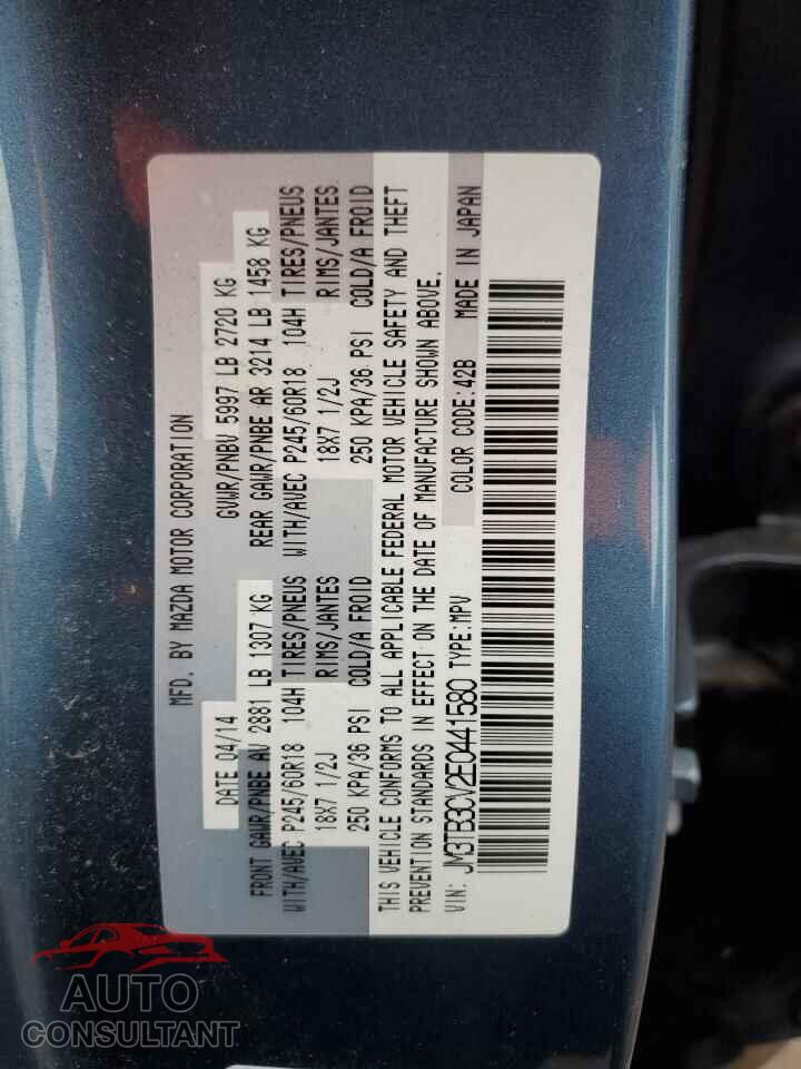 MAZDA CX-9 2014 - JM3TB3CV2E0441580